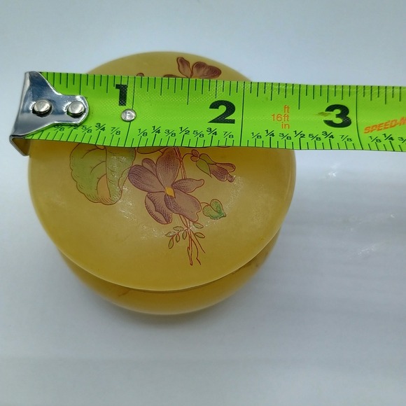 Vintage Genuine Alabaster Jewelry Trinket Hinge Floral Norstrom - Picture 9 of 10